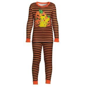 Pokémon Halloween Striped Pumpkin 2 Piece Matching Pajama Set - CHILD SIZE 10